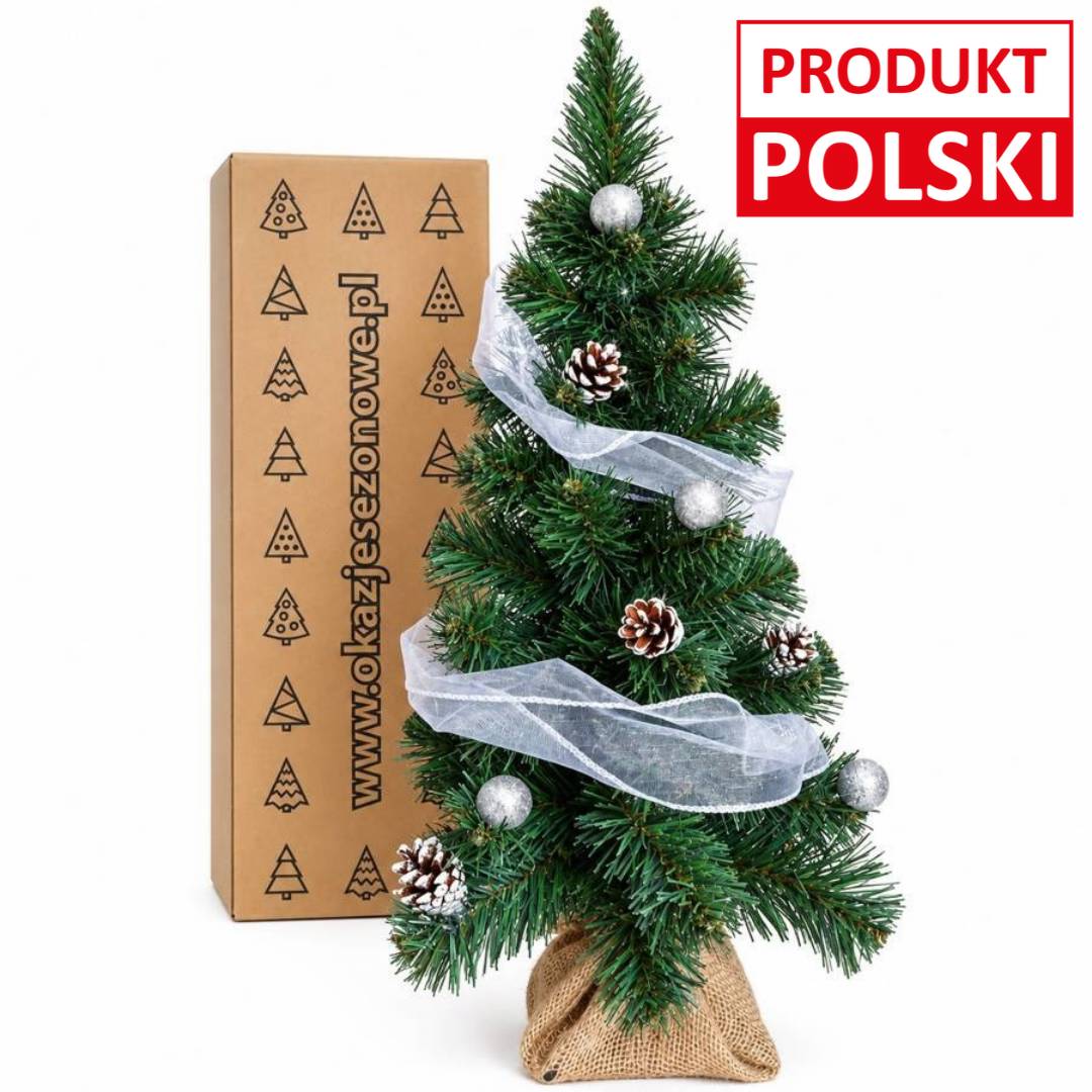 Choinka 65 cm zielona srebrne ozdoby